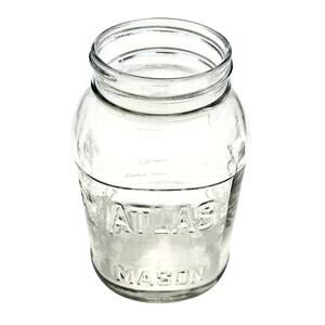 Vintage ATLAS MASON JAR Clear Glass WITHOUT LID 6.5"